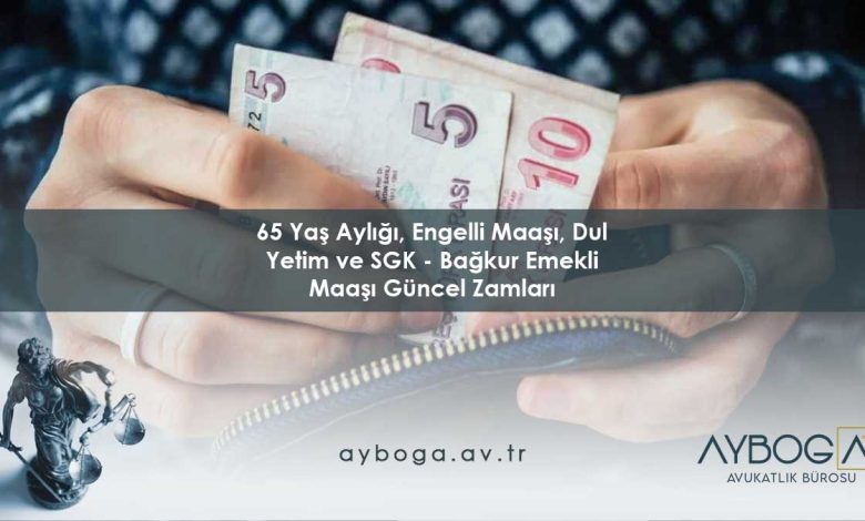 65 Yaş Aylığı, Engelli Maaşı, Dul Yetim ve SGK - Bağkur Emekli Maaşı 2026 Güncel Zamları