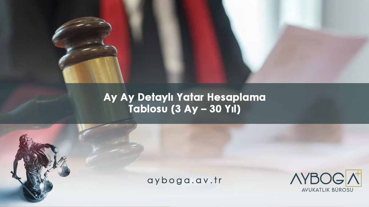 Ay Ay Detaylı Yatar Hesaplama Tablosu (3 Ay – 30 Yıl)