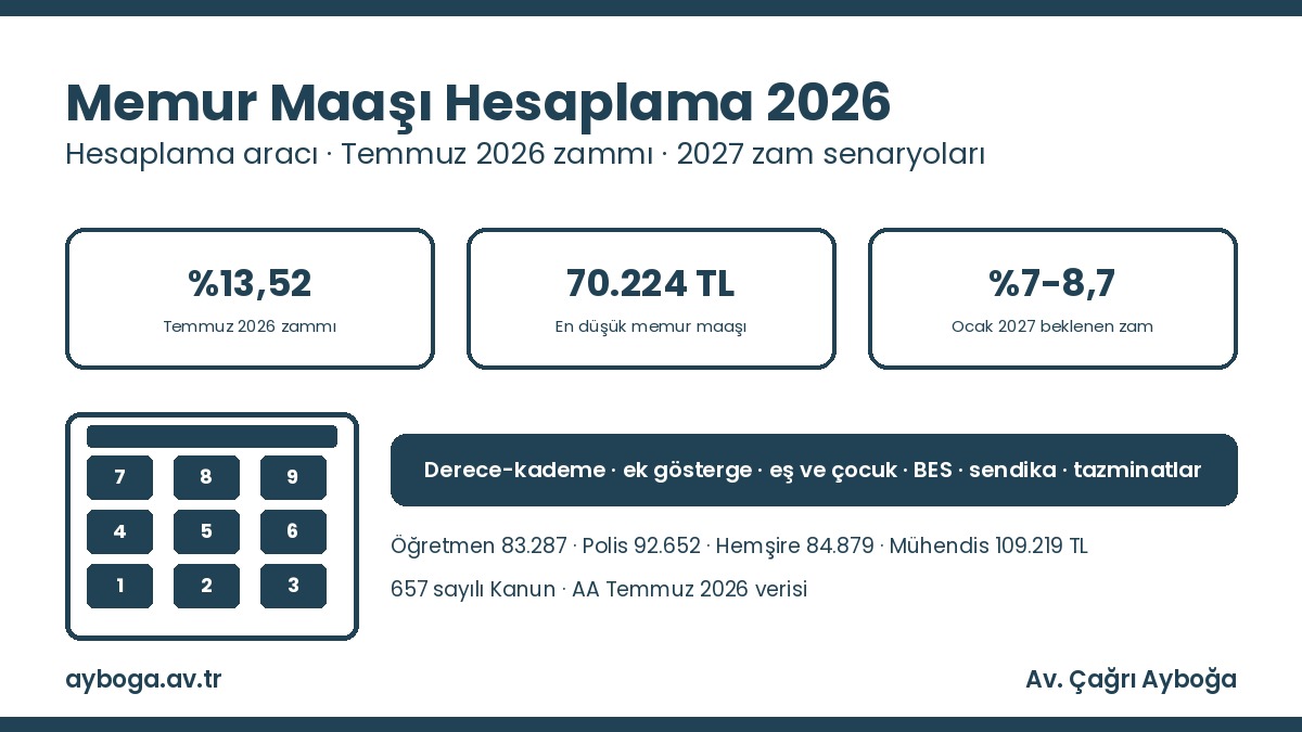 Memur maaşı hesaplama aracı 2026: Temmuz zammı, meslek maaşları ve 2027 zam senaryoları